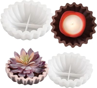 Allecto Plus - Siliconen Gietvormen Voor DIY Projecten - Bakjes en Dienblad - Gestreept Groot Rond Formaat - Schaal voor Knutselen - 2 Maten