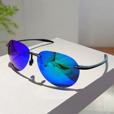 Lunettes de Sport Sans Monture TR90 Lunettes de Soleil Femmes Pour Hommes Lunettes de Soleil de Designer de Luxe Classique Punk Ski Cyclisme Lunettes blue