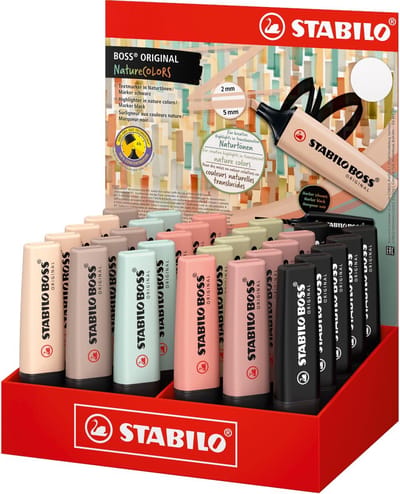STABILO BOSS ORIGINAL NatureCOLORS markeerstift | display van 30 stuks in geassorteerde kleuren