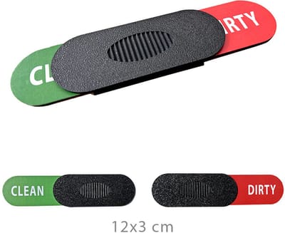 Clean/Dirty voor Vaatwasser Schuifbordje – Afwasautomaat Indicator – Deurbordje Zwart – Modern Compact Design – 3D-geprint Duurzaam Plastic – 30 x 120 mm