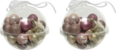 Decoris Kerstballen - klein - 60x st - roze/champagne - D3 cm - kunststof - in kerstbal