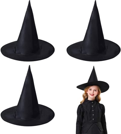 Allecto - Heksenhoed Set - Halloween - Perfect voor Feestjes - Zwart - 3-delige set - Inclusief accessoires - Geschikt voor volwassenen - Kleur zwart