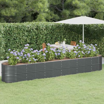 vidaXL - Plantenbak - 440x80x68 - cm - gegalvaniseerd - staal - antracietkleurig