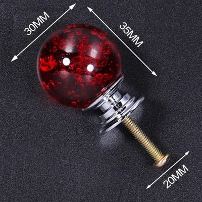 3 Stuks Meubelknop Kristallen Bol - Rood - 3.5*3 cm - Meubel Handgreep - Knop voor Kledingkast, Deur, Lade, Keukenkast – Set van 3 meubelknoppen – Kristallen bol rood – 3.5*3 cm – Voor kledingkast, deur, lade en keukenkast