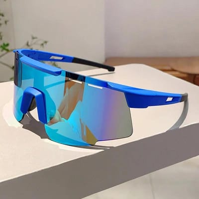 Oversized Sport Goggle Zonnebril Dames Voor Heren Luxe Designer Zonnebril Vintage Punk Skiën Fietsen Winddichte Bril blue