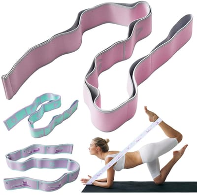 Yogariem, 3 stuks, stretchband met 10 lussen, fitness-stretchband, zeer elastische gymnastiekband voor pilates, dans, gymnastiek, effectieve rek
