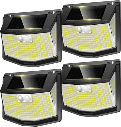 Zonnepanelen Buitenlamp - Wandlamp Solar - Tuin Verlichten - 300 Graden Verlichting - 4 Stuks - Zwart