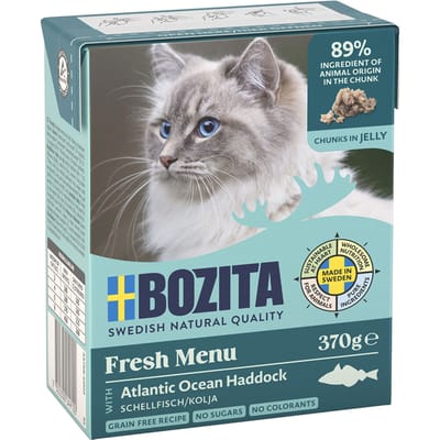 6x370g Stukjes in Gelei met Schelvis Bozita Kattenvoer