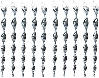 10 Stuks - Reflecterende Vogelverjager Spiraal - 30 × 2 × 2 cm - 360° Holografisch Vogelafweer - Kunststof - Duivenverjager - Voor Tuin, Balkon en Fruitbomen - Weerbestendig - Zilver