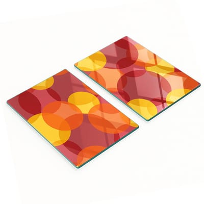 Decoratieve glazen snijplanken voor in de keuken, gekleurde cirkels, 2x40x52 cm