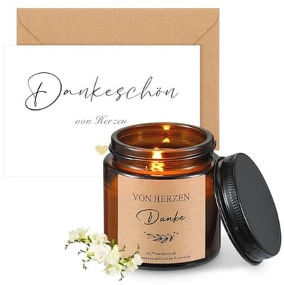 3-delige cadeauset met geurkaars, bedankkaart en envelop voor vrouwen en collega's - Perfect als bedankje en voor verjaardag