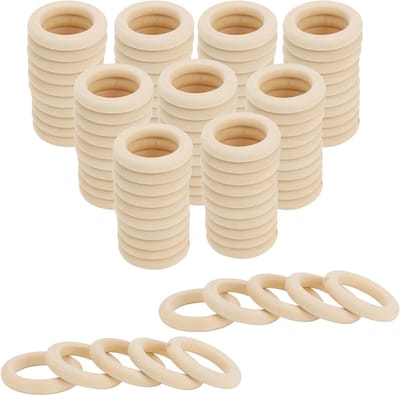 100 Stuks 55mm Houten Ringen, Onbehandelde Ronde Houten Ringen voor DIY, Ambachten en Thuisdecoratie
