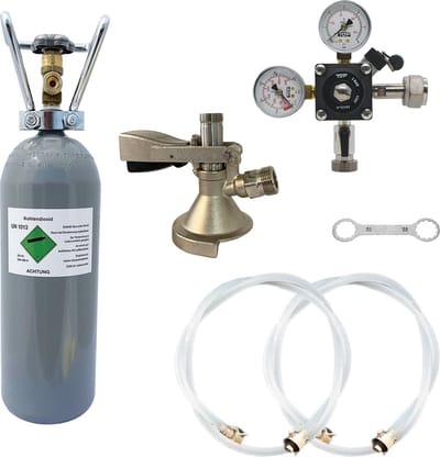 Accessoirepakket voor biertap 1-kraans - met Fustkoppeling type A, bierslang 10 mm, CO2 fles 2,0 kg