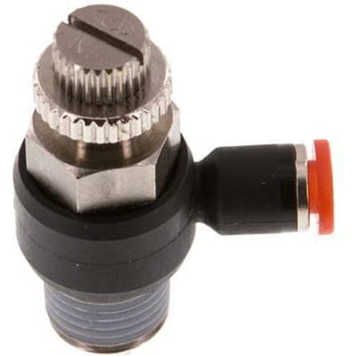 L-stuk Regelventiel 4 mm - R1/4'' Regeling-in Messing/Nylon