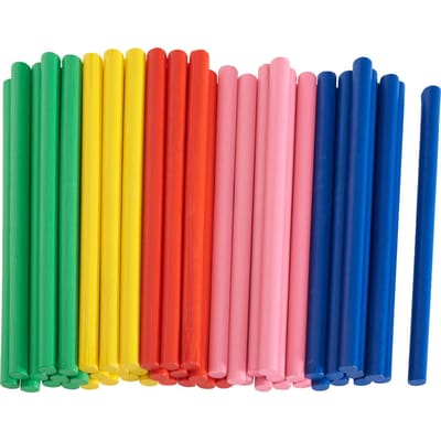 VBS XXL Bamboestokjes "Gekleurde" - 50 stuks, L 8 cm, Ø 0,5 cm