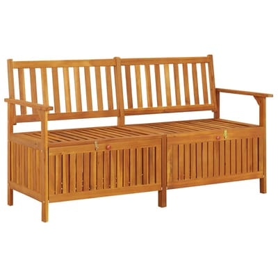 vidaXL - Opbergbankje - met - kussen - 148 - cm - massief - acaciahout