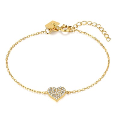 Twice As Nice Armband in 18kt verguld zilver, zirkonia hart 16cm+3cm