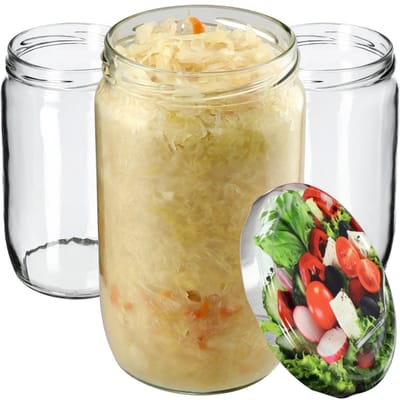 KADAX Weckpotten, 720 ml, inmaakpotten voor schroefdeksel, jampot, voorraadpot, conservenglas, ronde potten (veig/8 stuks)