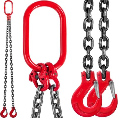 Kettingslinger Dubbele Poten - Hefketting Takelketting - Zwaar Materieel Hef - G80 Mn Staal - 4 Ton Capaciteit - Rood