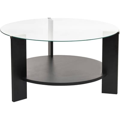 Asir - Salontafel - Hout Zwart & Transparant - 100% Geharde Glas & 100% Melamine Gecoat Spaanplaat - 75 x 75 x 40 cm