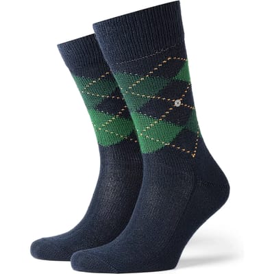 Burlington Preston gedessineerd materiaal sokken heren blauw - maat 40-46