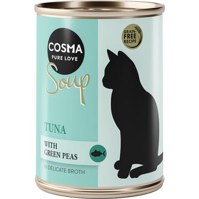 12x100g Soup Tonijn met Groene Erwten Cosma Kattenvoer