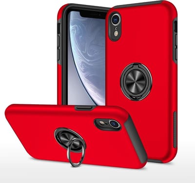 Telefoonhoesje Met Vingerring & Magneet voor Telefoohouders - Hoesje Geschikt voor: iPhone Xs Max - Anti-drop harde cover - Rood