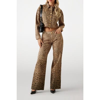 GUESS Edda Denim Print Rel Charming Leopard Deg Taglia: W24L30 | Pantaloni Outlet | Donna | Blu