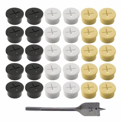 NTHProducts - Silicone Kabelgeleider - Flexibele Kabeldoorvoer - Desk Accessoire - Wit, Zwart, Geel - Grommet voor Kabelbeheer - Geschikt voor Thuis en...