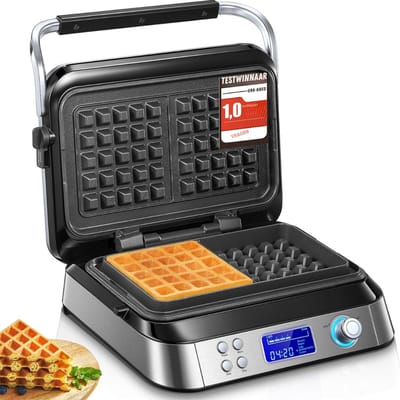 MIRA® Wafelijzer Met Verwisselbare Platen - Wafelijzer Tefal - Wafelijzer Hartvorm - Zilver - 35cm x 30cm x 18cm