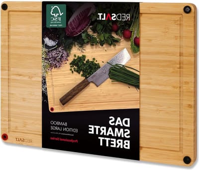 Bamboe snijplank groot 42 x 30 x 25 cm - aan beide zijden bruikbaar - antislip - antibacterieel - diepe sapgleuf - keukenplank voor grill - duurzaam cadeau