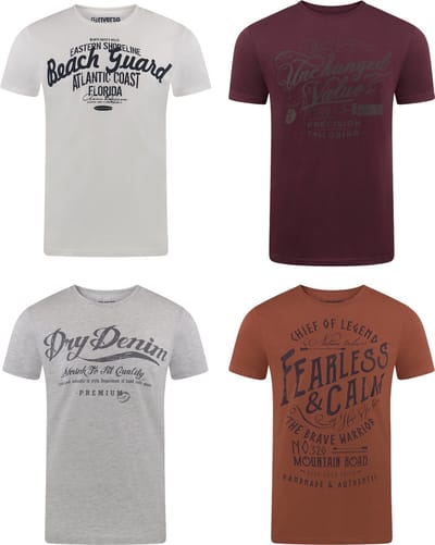 riverso Heren T-Shirt RIVLeon 4 Pack regular fit Veelkleurig XL Ronde Hals Volwassenen - gemaakt van 100% katoen