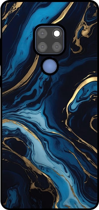 Smartphonica Telefoonhoesje Geschikt voor Huawei Mate 20 met marmer opdruk - TPU backcover case gold blue marble design - Goud Blauw geschikt voor Huawei Mate 20