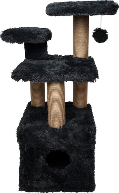Topmast Krabpaal Fluffy Isola - Antraciet - 52 x 67 x 100 cm - Made in EU - Krabpaal voor Katten - Met Kattenhuis - Sterk Sisal Touw