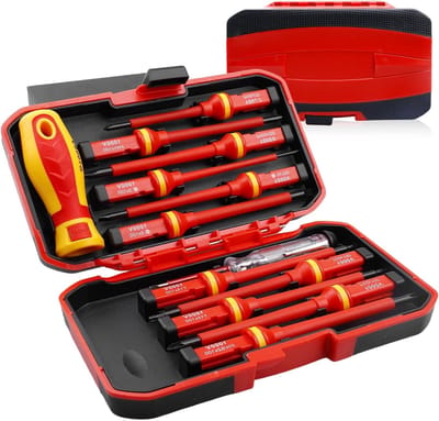 Set van 30 Geïsoleerde Schroevendraaiers met Magnetische Tips en Opbergdoos voor Elektrische Installaties en Klussen