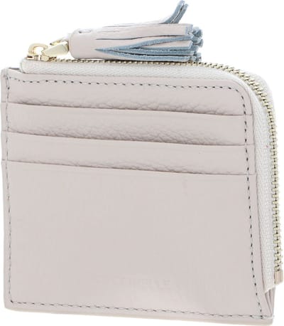 COCCINELLE Leren Kaarthoes Tassel Credit Card Holder Lambskin White Crème