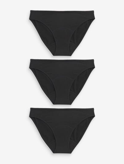 Next - Dames - Verpakking van 3 volledige katoenen menstruatieonderbroeken met medium flow - Zwart