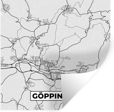 Muurstickers - Sticker Folie - Plattegrond - Duitsland - Göppingen - Stadskaart - Kaart - 100x100 cm - Plakfolie - Muurstickers Kinderkamer - Zelfklevend Behang XXL - Zelfklevend behangpapier - Stickerfolie
