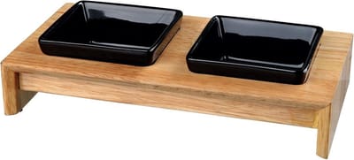 Keramische Hondenbakset met Houten Houder - Antislip en Veilig