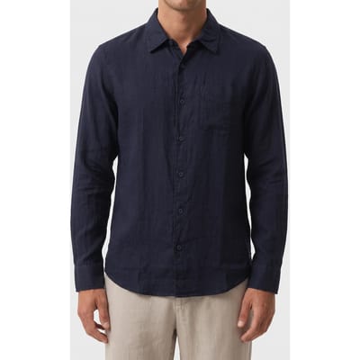 GUESS  Eco Ls Napa Linen Shirt Smart Blue Multi Größe: S | Casual hemden Outlet | Herren | Weiß
