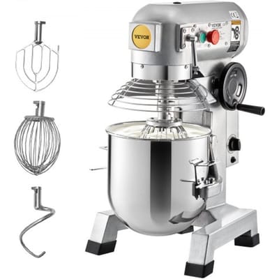 VEVOR Keukenmachine, Commerciële Kneedmachine met 15qt Rvs Kom, 850w Zware Elektrische Keukenrobot met 3 Snelheden 113/184/341rpm, Deeghaak Klopklopper Inbegrepen, Staande Mixer voor Bakkerij Pizzeria