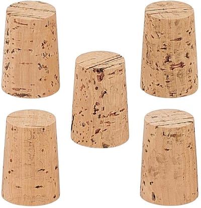 Dailygoods- Kurkstop 5 Stuks - Eikenhouten Taps Toelopende Dop - 21/25 mm Diameter - 35 mm Lengte - Slijtvast en Natuurlijke Afwerking - Ideaal voor Wijnflessen - Flessendop