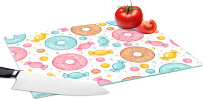 Glazen Snijplank - 39x28 - Snoep - Donuts - Patronen - Snijplanken Glas
