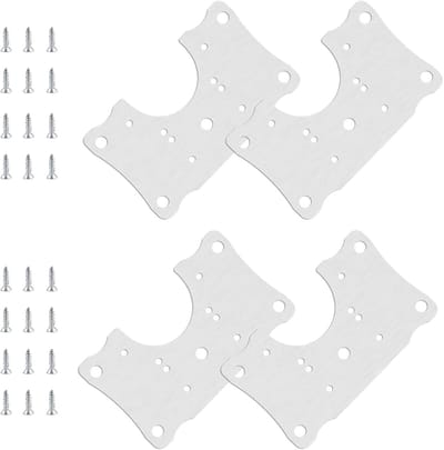 Scharnier Reparatieplaten - Kastbevestiging Plaatjes - Meubel Herstel - Roestvrij Staal - 4 Stuks