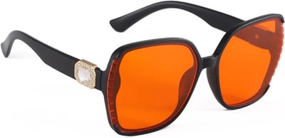 Blauw Licht Bril - Computer Bril - Scherm Tijd - Oversized Kristal Frame - Vierkant Model - Oranje Lens