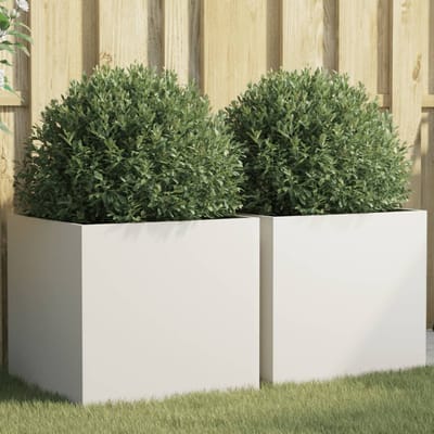 vidaXL - Plantenbakken - 2 - st - 49x47x46 - cm - staal - wit