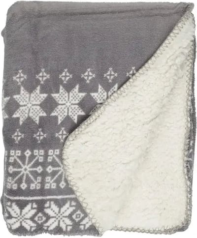 Unique Living Plaid Snowflake - Winter - 130x160 cm - Grijs