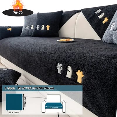 Livano Bankhoes - Bankbeschermer - Stretch - Sofa Cover - Pluche - Zwart - Stoel 70x70
