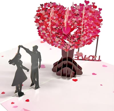 3D Pop-Up Kaart met Liefdesboom, Romantische Wenskaart voor Huwelijk, Verjaardag en Valentijnsdag, Perfect Cadeau voor Stellen