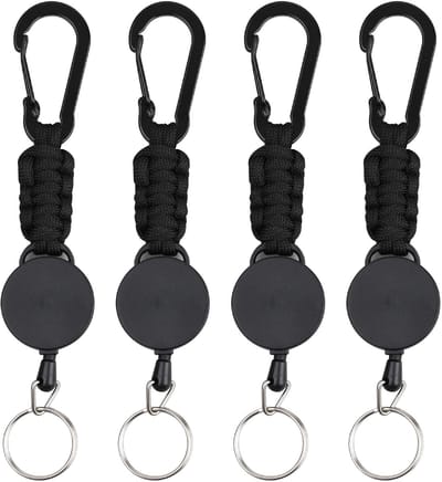 Dailygoods- Sleutelhanger Uittrekbaar - 4 Stuks - 45 cm Staalkabel - Karabijnhaak - Corrosiebestendig - Aanpasbaar Design - Keychain